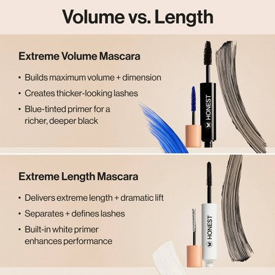 Honest Beauty Extreme Volume Mascara + Bold Lash Primer Black 0.27 fl oz
